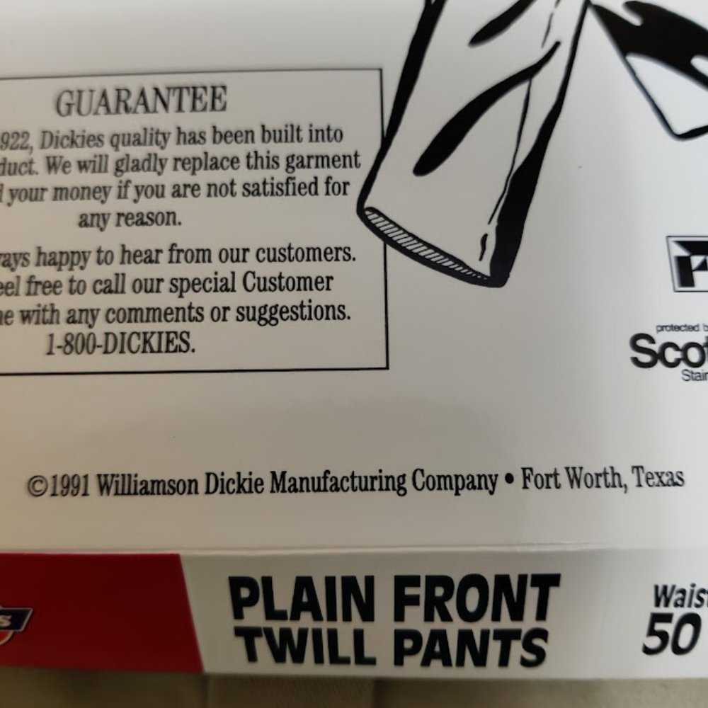 *NEW* 1991 Men's Dickies Twill Work Pants, Heavy Duty, Tan, S874A, 50W X 32L - Picture 10 of 10